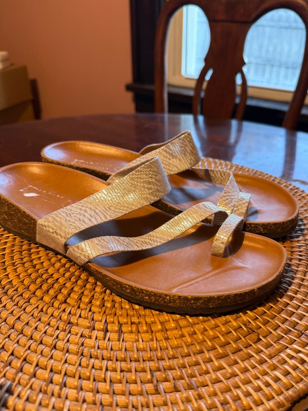 Italian Shoemakers Metallic Strappy Slide Sandals